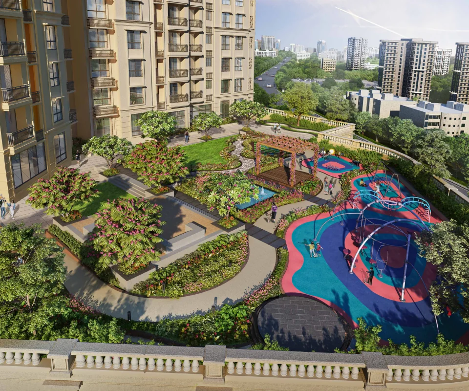 Colourful toddler play area at Hiranandani Castalia