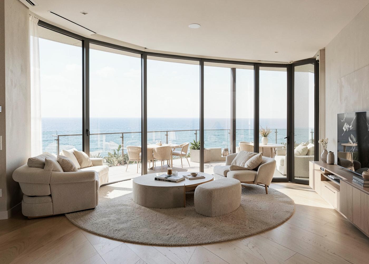 Sea-facing residence interior at Hiranandani Bayview Gorai Borivali West